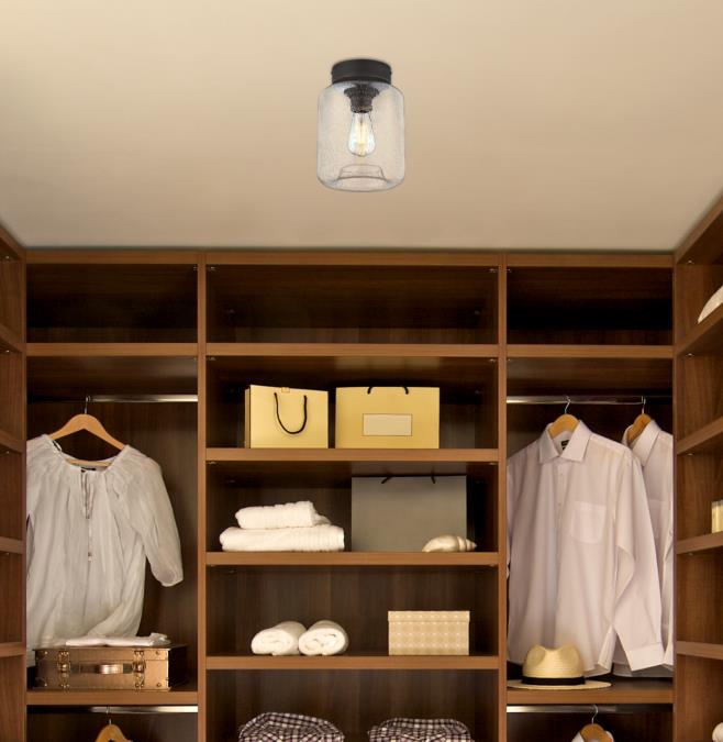 Judd 8-Inch, One-Light Semi-Flush Mount Ceiling Fixture: Oil-Rubbed Bronze Finish with Highlights and Clear Seeded Glass