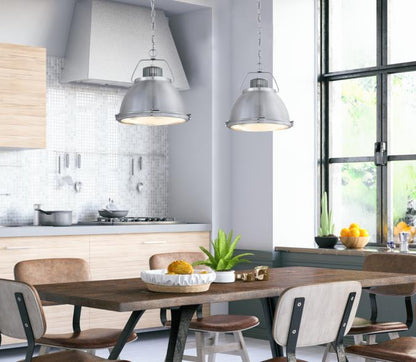 Danzig One-Light Indoor Pendant: Brushed Nickel Finish with Clear Prismatic Lens