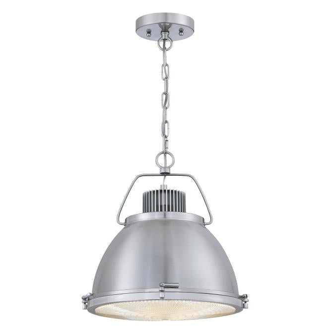 Danzig One-Light Indoor Pendant: Brushed Nickel Finish with Clear Prismatic Lens