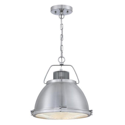 Danzig One-Light Indoor Pendant: Brushed Nickel Finish with Clear Prismatic Lens