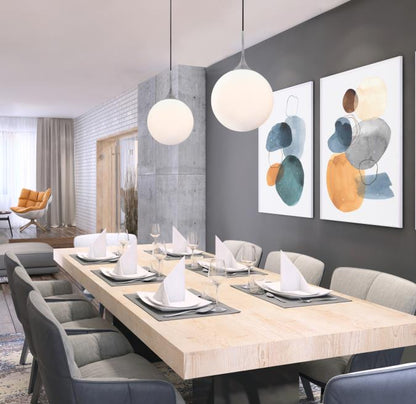 Moretti LED Indoor Pendant: Brushed Nickel Finish with Frosted Opal Glass