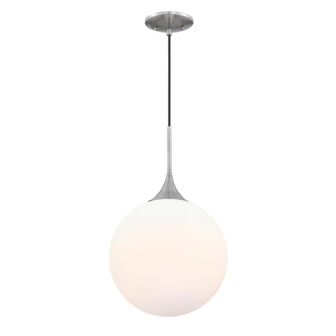 Moretti LED Indoor Pendant: Brushed Nickel Finish with Frosted Opal Glass