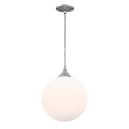 Moretti LED Indoor Pendant: Brushed Nickel Finish with Frosted Opal Glass