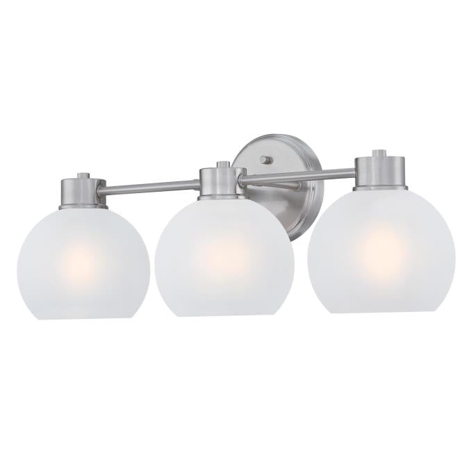 Dorney Three-Light Wall Fixture: Brushed Nickel Finish