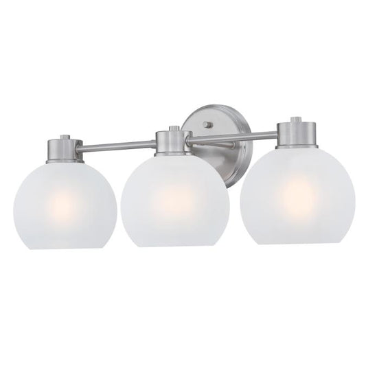 Dorney Three-Light Wall Fixture: Brushed Nickel Finish