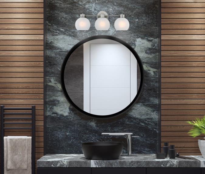 Dorney Three-Light Wall Fixture: Brushed Nickel Finish