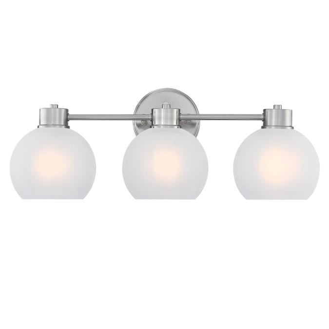 Dorney Three-Light Wall Fixture: Brushed Nickel Finish