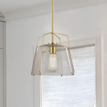 Hallein One-Light Indoor Pendant: Champagne Brass Finish with Smoke Grey Glass