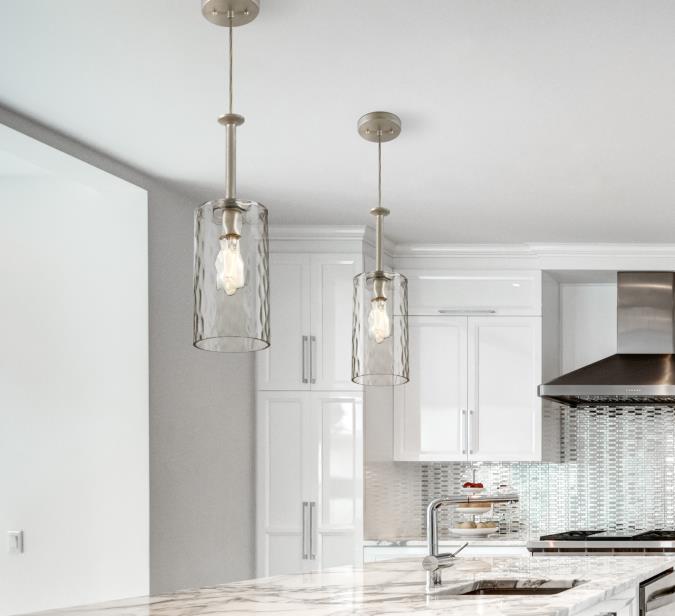 Hernando One-Light Indoor Mini Pendant: Industrial Steel Finish with Clear Hammered Glass