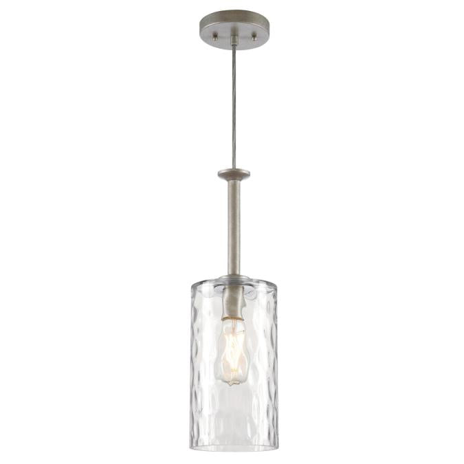 Hernando One-Light Indoor Mini Pendant: Industrial Steel Finish with Clear Hammered Glass