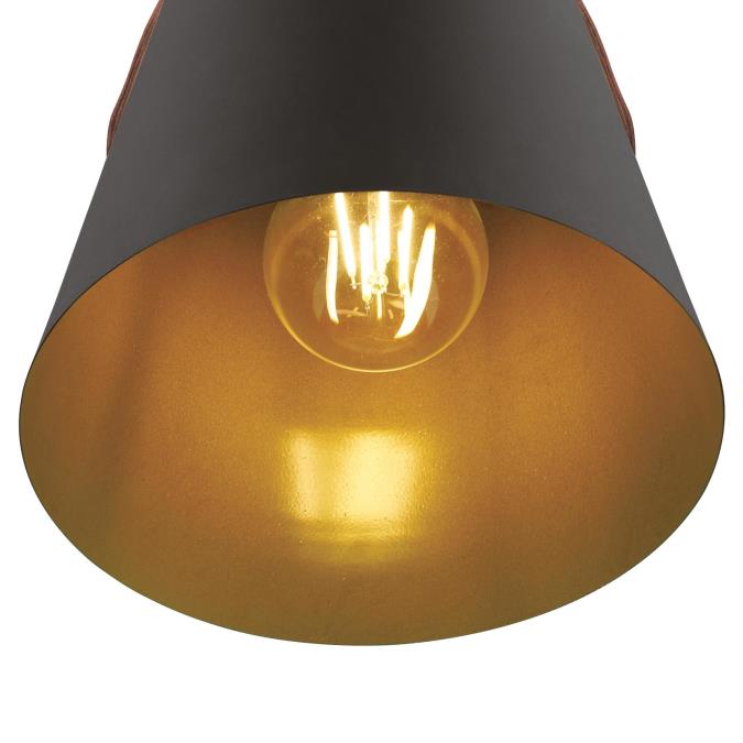 Pasco One-Light Indoor Mini Pendant: Black-Bronze Finish with Leather Strap