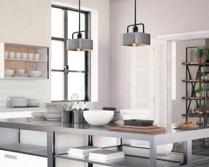 Bexar One-Light Indoor Mini Pendant: Matte Black and Dark Pewter Finish