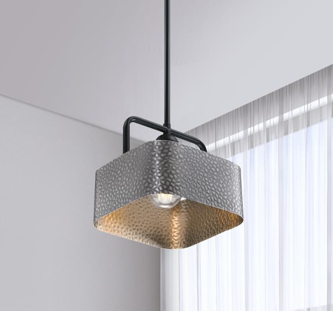 Bexar One-Light Indoor Mini Pendant: Matte Black and Dark Pewter Finish