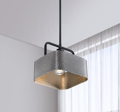 Bexar One-Light Indoor Mini Pendant: Matte Black and Dark Pewter Finish