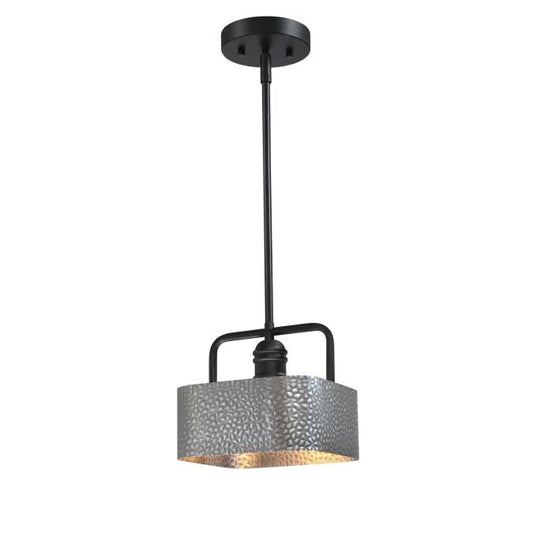 Bexar One-Light Indoor Mini Pendant: Matte Black and Dark Pewter Finish
