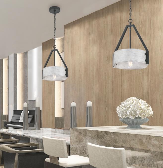 Callowhill One-Light Indoor Pendant: Matte Black and Antique Ash Finish