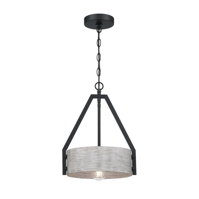 Callowhill One-Light Indoor Pendant: Matte Black and Antique Ash Finish