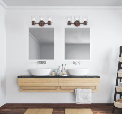 Sylvestre Three-Light Wall Fixture: Walnut Finish