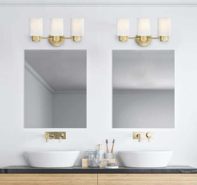 Sylvestre Three-Light Wall Fixture: Champagne Brass Finish