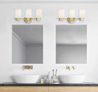 Sylvestre Three-Light Wall Fixture: Champagne Brass Finish