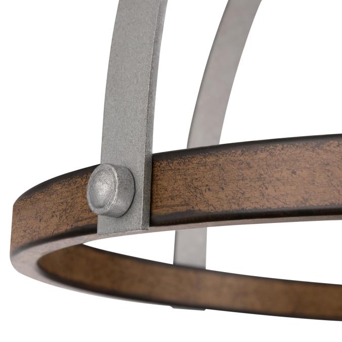 Oak Lane One-Light Indoor Pendant/Semi-Flush Mount Ceiling Fixture: Barnwood Finish with Galvanized Steel Accents