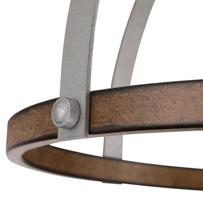 Oak Lane One-Light Indoor Pendant/Semi-Flush Mount Ceiling Fixture: Barnwood Finish with Galvanized Steel Accents