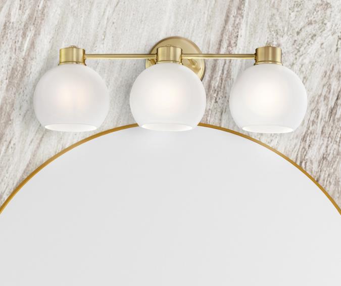 Dorney Three-Light Wall Fixture: Champagne Brass Finish