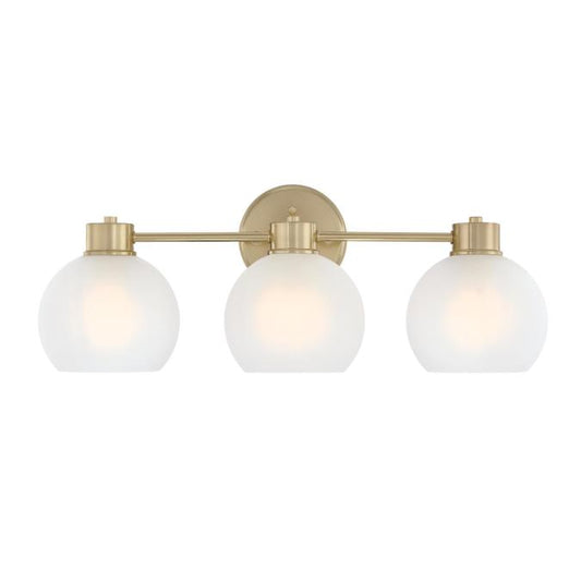 Dorney Three-Light Wall Fixture: Champagne Brass Finish