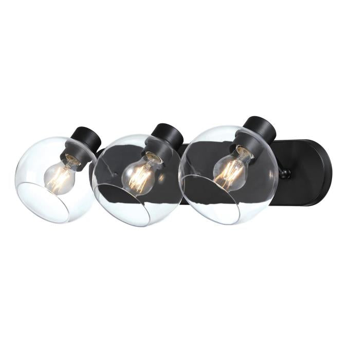 Hyson Three-Light Wall Fixture: Matte Black Finish