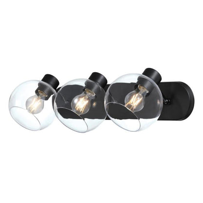 Hyson Three-Light Wall Fixture: Matte Black Finish