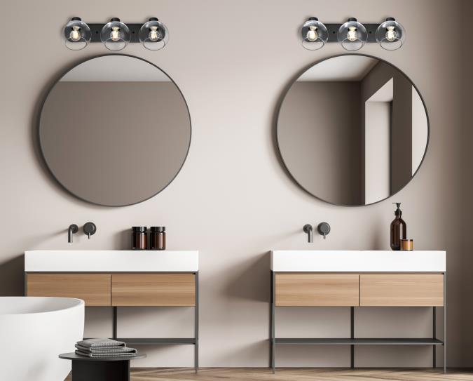 Hyson Three-Light Wall Fixture: Matte Black Finish