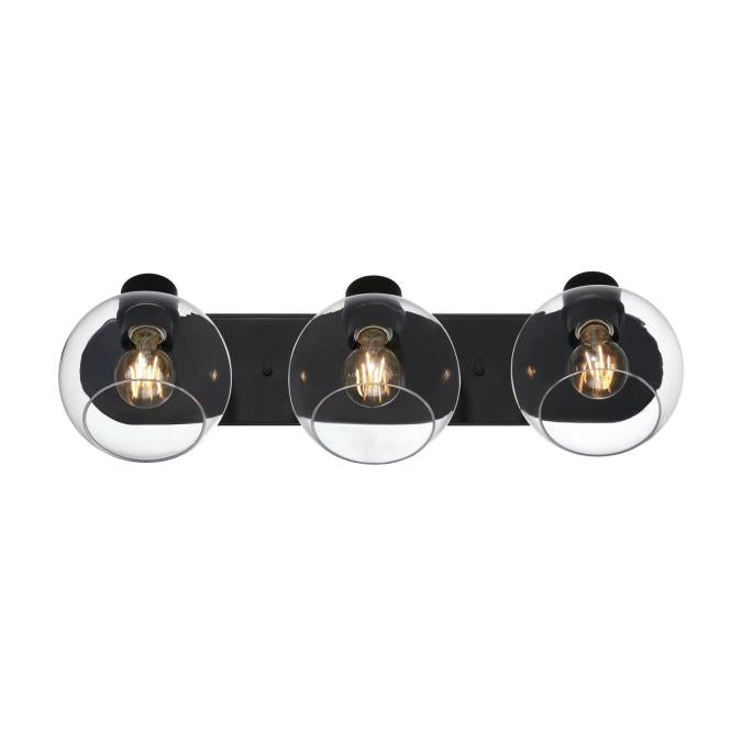 Hyson Three-Light Wall Fixture: Matte Black Finish