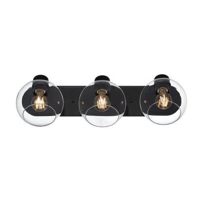 Hyson Three-Light Wall Fixture: Matte Black Finish