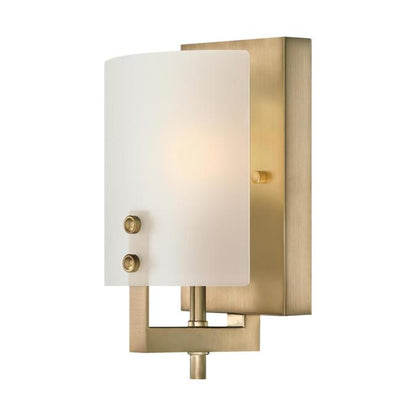 Enzo James One-Light Wall Fixture: Brushed Brass Finish
