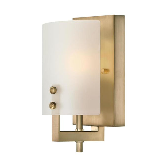 Enzo James One-Light Wall Fixture: Brushed Brass Finish
