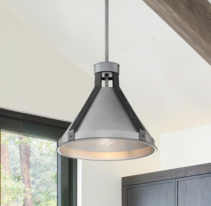 Pennsauken One-Light Indoor Pendant: Industrial Steel Finish with Iron Accents