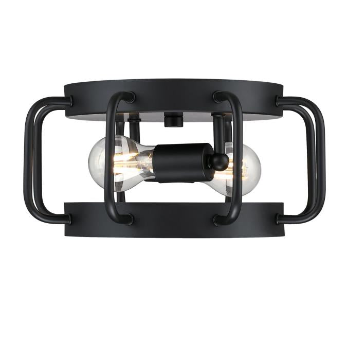 Deptford 13-Inch, Two-Light Flush Mount Ceiling Fixture: Matte Black Finish