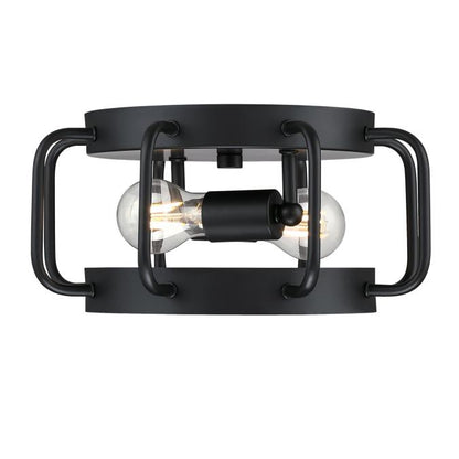 Deptford 13-Inch, Two-Light Flush Mount Ceiling Fixture: Matte Black Finish