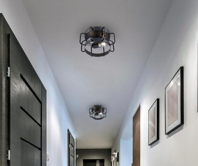 Deptford 13-Inch, Two-Light Flush Mount Ceiling Fixture: Matte Black Finish