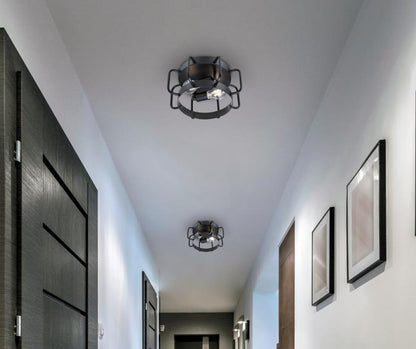 Deptford 13-Inch, Two-Light Flush Mount Ceiling Fixture: Matte Black Finish
