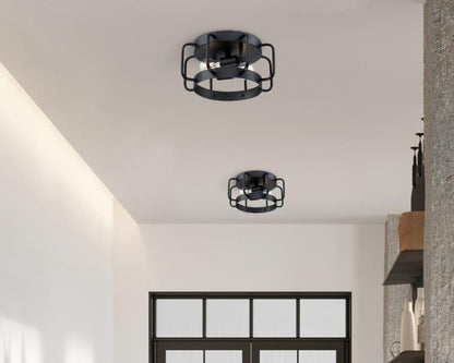Deptford 13-Inch, Two-Light Flush Mount Ceiling Fixture: Matte Black Finish