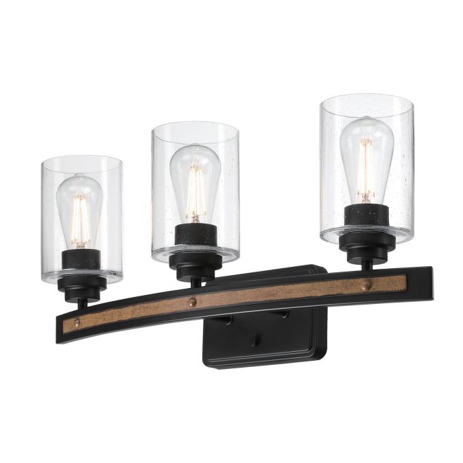 Broomall Three-Light Wall Fixture: Matte Black Finish