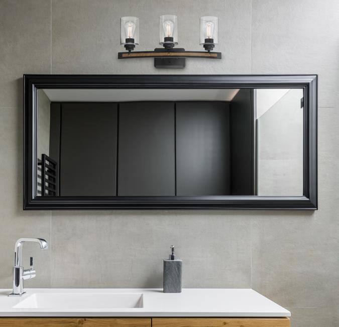 Broomall Three-Light Wall Fixture: Matte Black Finish