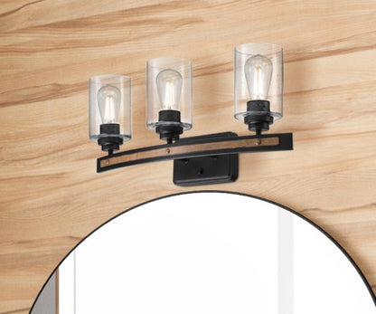 Broomall Three-Light Wall Fixture: Matte Black Finish