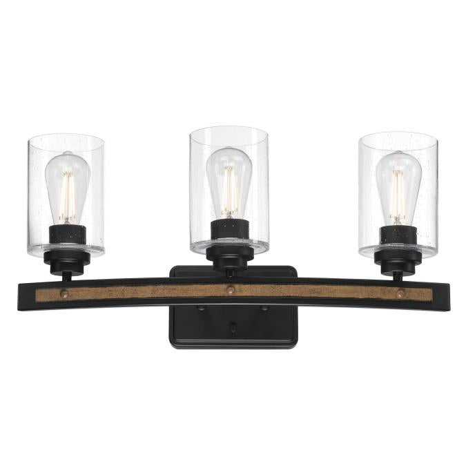 Broomall Three-Light Wall Fixture: Matte Black Finish