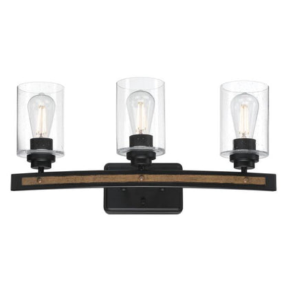 Broomall Three-Light Wall Fixture: Matte Black Finish