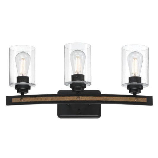 Broomall Three-Light Wall Fixture: Matte Black Finish