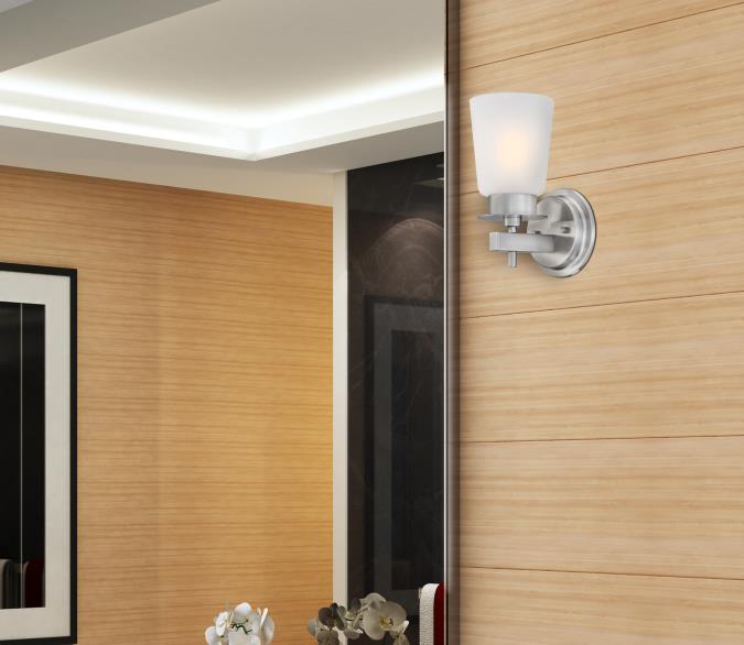 Reynaldo One-Light Wall Fixture: Brushed Nickel Finish
