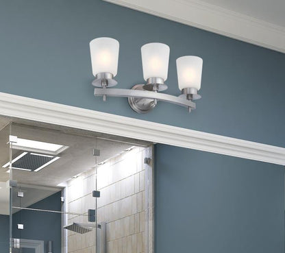 Reynaldo Three-Light Wall Fixture: Brushed Nickel Finish