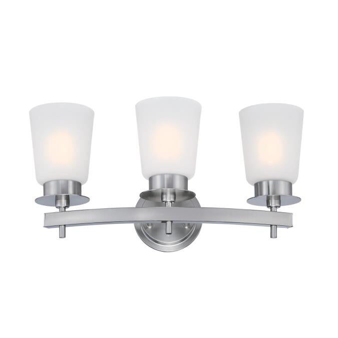Reynaldo Three-Light Wall Fixture: Brushed Nickel Finish